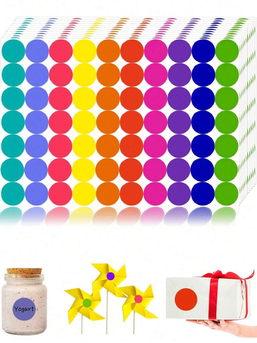 1400 buc autocolante rotunde cu puncte colorate, etichete rotunde cu puncte circulare, etichete cu prețuri, autocolante cu buline, etichete autocolante pentru birou, clasă, lucrări etc., meșteșuguri DIY, înapoi la școală - Multicolor - Vizualizare 1