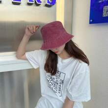 Sombrero de cubo vintage para hombres, protección solar versátil, adecuado para combinar a diario, diseño retro desgastado, unicolor, sombrero de cubo de pareja transpirable de moda, primavera/verano