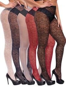1/5pcs Lace Pattern Fishnet Stockings, Retro Tight Pants, Luxurious Fashion Outfit, Women Plus Size Pantyhose, Multi-Color Tights, Suitable For Christmas, Halloween, Y2K Style, Back To School