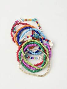 11pcs/Set Boho Colorful Beaded Starfish Elegant Bracelet, Suitable For Women, Perfect For Party, Beach Activities And Gift-Giving, Handmade Jewelry