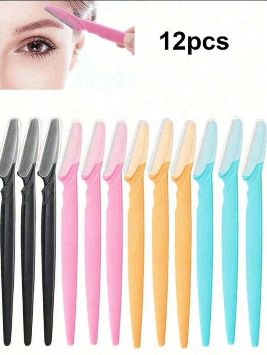 12 Stücke Hochwertige Augenbrauen- und Gesichtshaartrimmer-Set - Edelstahl Haarentfernung, mit Sicherheitsschutz, ergonomisches Design für Augenbrauen, Ohren, Nasenhaarpflege, parfümfrei, Gesichtshaarstyling | Modernes Schönheitswerkzeug | Rasierer, Pinzetten, Sommergeschenk