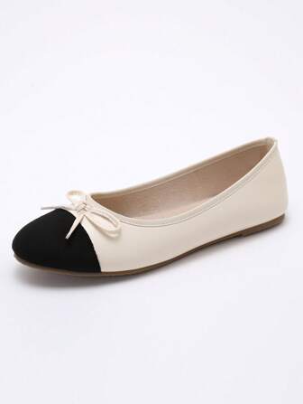 蝴蝶结拼布平底鞋，春夏秋季低帮软底轻便舒适乐福鞋，低跟低帮女鞋，奶奶鞋