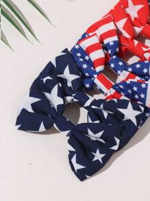 8 piezas Decoración de fiesta de Día de la Independencia de accesorios de moda para adolescentes, pasadores de lazo para el cabello con decoración de bandera para fiestas de vacaciones