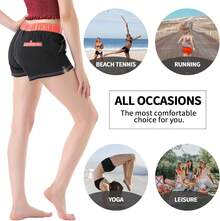 Women Quick Dry Swimwear Trunks Sports Board Shorts With Soft Briefs Inner LiningA Valentine's Day JVBY - 黑色 - 查看 2