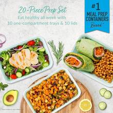 20-Piece Lightweight, Durable, Reusable -Free 1-Compartment Containers - Microwave, Freezer, Dishwasher Safe - Mint - 薄荷綠 - 查看 2