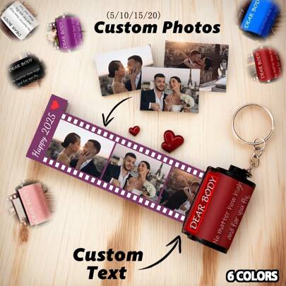 Chaveiro Personalizado com Foto, Chaveiro Personalizado com Texto, Chaveiro Personalizado com Nome, Chaveiro de Filme de Cinema, Mini Álbum de Fotos, Chaveiro