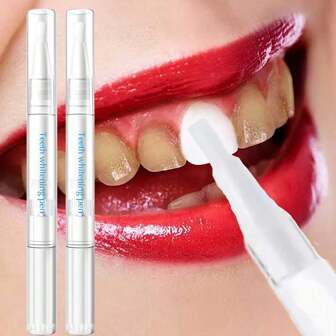 2 支牙齿美白笔，温和配方牙齿护理美白笔，适合家庭使用和旅行，便携易用