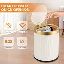 SUSTEAS Automatic Motion Sensor Trash Can – Hands-Free Touchless Kitchen & Bathroom Garbage Bin, 13L Capacity, Odor Control, Battery-Powered For Convenient Hygienic Disposal (BEIGE) - Beige 13L - View 4