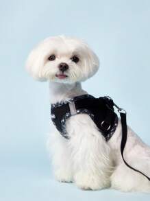 PETSIN Breathable Reflective Plaid Edge Chest And Back Harness Set, Suitable For Small Dogs, Including A Leash, Suitable For Both Cats And Dogs For Indoor And Outdoor Use