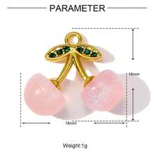 A Set Of Stainless Steel Strawberry, Cherry, Heart Themed Pretty Pink Series DIY Jewelry Accessories For Necklace, Bracelet, Earrings, Pendant Crafting