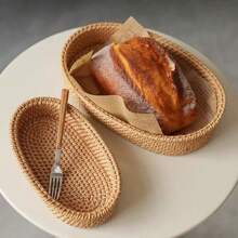 1 peça/2 peças de bandeja de vime feita à mão para decoração de artesanato de outono, bandeja de vime elegante e criativa, adequada para tirar fotos e decorar acessórios de Natal, sala de estar, banheiro, cozinha, pode ser combinada com decoração de casa, festas e artigos para áreas externas