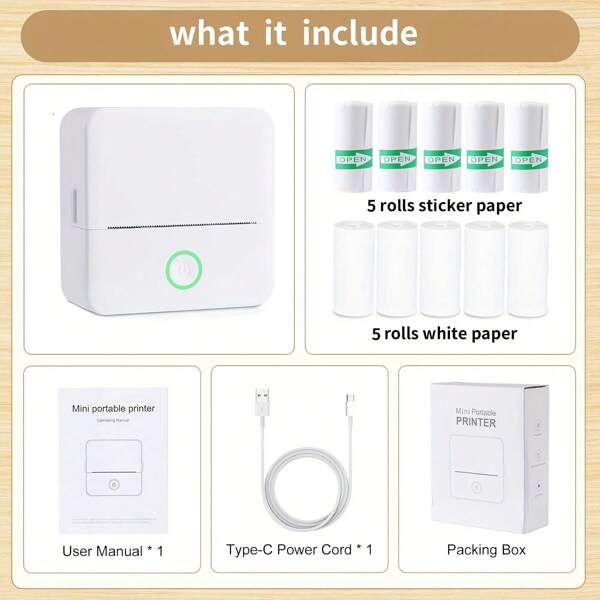 X6 Multifunctional Mini PortablePrinter With Thermal Wireless Connection For Printing Work Sheets, Labels, Photos And Texts With Heating Name PrintingPaper Rolls Of Adhesive PrintingPaper