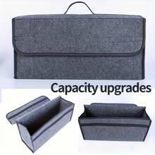 1 pièce Organisateur de coffre de voiture pliable en fibre de polyester, design à plusieurs emplacements - boîte de rangement de voiture portable, convient à la plupart des voitures, design compact, structure robuste, convient aux aventuriers en plein air