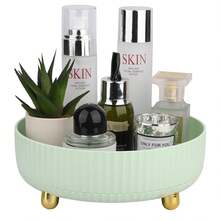 Makeup Perfume Organizer Tray 360 Degree Rotating Lazy Susan Skincare Lotion Organizer Spinning Cosmetics Storage For Dresser, Vanity, Bathroom Countertop, Small Light Green - 綠色 - 查看 1
