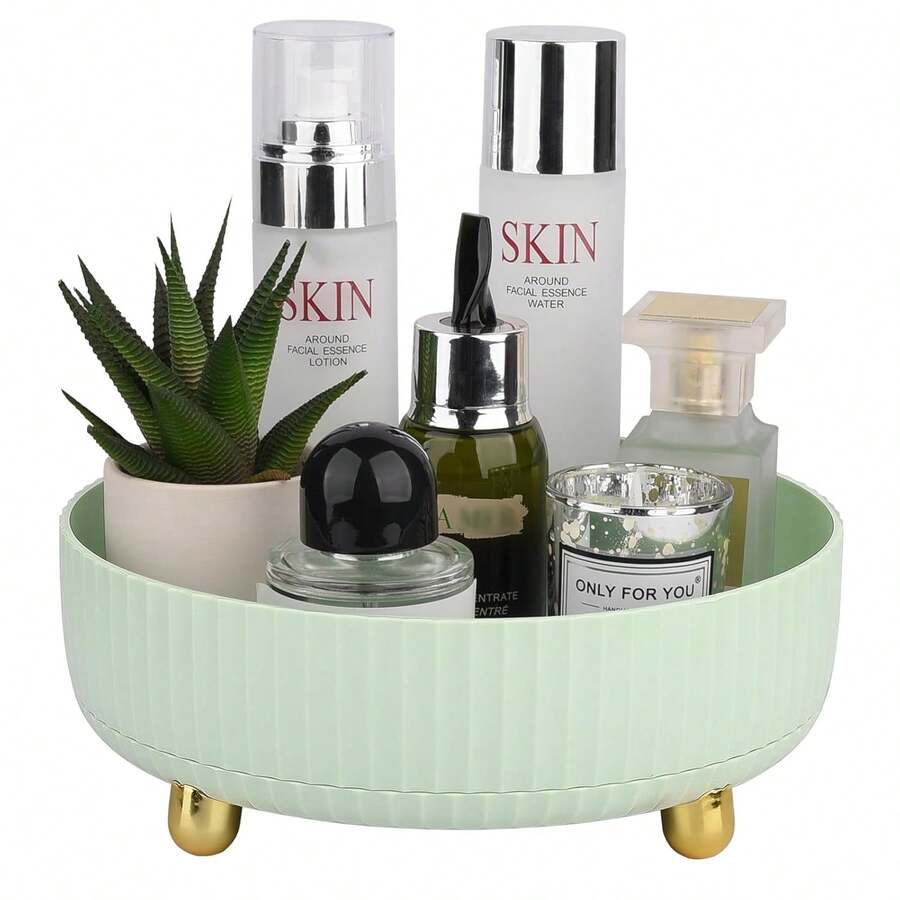 Makeup Perfume Organizer Tray 360 Degree Rotating Lazy Susan Skincare Lotion Organizer Spinning Cosmetics Storage For Dresser, Vanity, Bathroom Countertop, Small Light Green - 綠色 - 查看 1