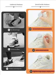 1 Coppia Di Lacci Da Scarpa In Corda Con Fibbia Girevole In Metallo Automatica Per Bambini/Adulti, Lacci Senza Nodo, Lacci Da Scarpa scarpe sportive Con Blocco Rapido