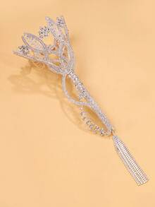 Rhinestone Floral Bridal Bouquet Accessory – Elegant Crystal Handheld Piece For Wedding Ceremony - Bạc - Xem 9
