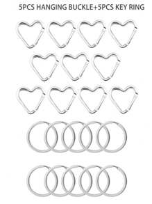10 pièces/20 pièces Porte-clés pince en forme de cœur en alliage d'aluminium, clips pression en forme de cœur avec anneau porte-clés pour usage extérieur, voyage, promenade, hamac, laisse pour chien, porte-bouteille d'eau, fournitures, rose