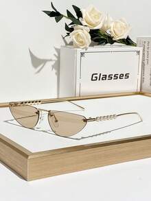 1 对女士渐变色金属猫眼塑料辣妹风格精致性感优雅简约时尚眼镜，适合日常、旅行、户外穿着
