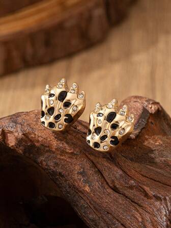 1 Pair Fashion Chic Diamond-Shaped Zinc Alloy Leopard Claw Stud Earrings For Women