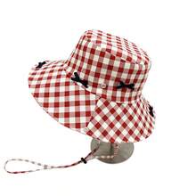1PC Bucket Hats For Woman Checkered Bow Beach Sun Hat Suitable For Women Outdoor Protective Foldable - Multicolor - View 5