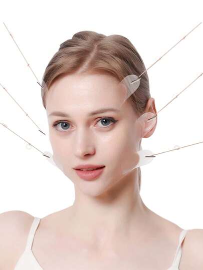 60pcs V-Shaped Facial Lifting Tape With 8pcs Lifting Strings, Invisible Matte Finish, Stretch Face & Create Small V-Line