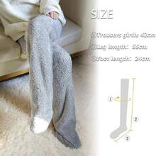 女士毛绒过膝袜，柔软厚实保暖家居袜，膝盖保护