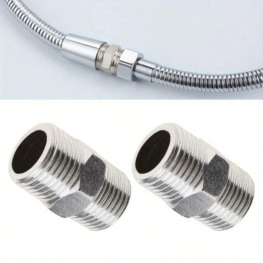 1/2pcs Bathroom Hose Extension Made Of Stainless Steel, Universal Use, For DIY Bathrooms, RVs, Outdoor Use, RV Shower Accessories, RV Showers