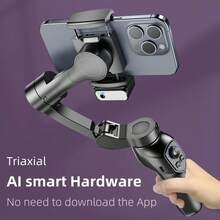 COMITOK 3-Axis Smartphones Gimbal Stabilizer Al Face Tracking/Gesture Control And Fill Light, Portable And Foldable Perfect For Smooth Videos,Live Streaming And Vlogging - L7C PRO+AI TRACKING - View 2