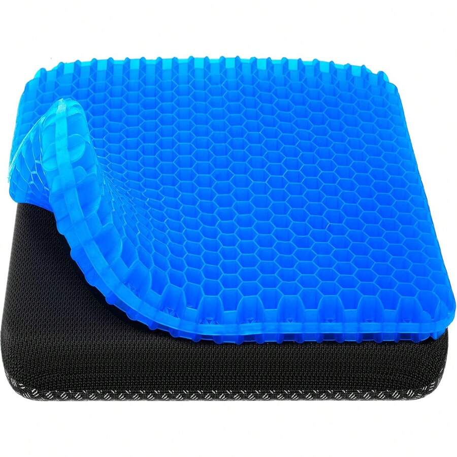 Gel Seat Cushion, Cooling Seat Cushion (Super Large & Thick), Breathable Honeycomb Design Absorbs Pressure Points Seat Cushion, Gel Cushion For Office Chair, Home Car Seat Cushion For Wheelchair - 藍色 - 查看 1