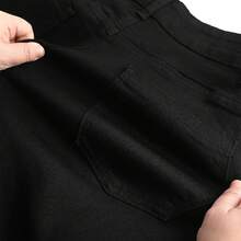 Pantalones vaqueros de tiro alto y pierna ancha con efecto desgastado y elásticos para mujeres THUNDER - 1# Negro - Ver 3