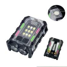 1 件 6 模式磁性旋转陀螺手电筒，6g 超轻钥匙链灯，COB 双光源快速充电，强光/弱光/频闪/救援灯，机械帽夹 EDC 迷你工具灯 - 彩色 - 查看 12