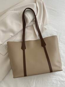 女士时尚百搭手提包，适合日常通勤 - 棕色 - 查看 6