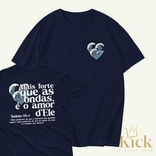T-Shirt Psalm 93:4 Stronger Than The Waves Unisex Shirt 100% Cotton - 藏蓝色 - 查看 2