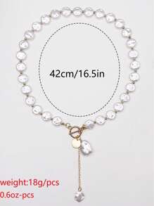 1 pièce Collier ras-de-cou baroque chic, accent métallique élégant et perles asymétriques. Collier de perles irrégulières fait main, accessoire de mode remarquable pour les looks quotidiens et de fête