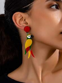 1 par de Pendientes con elementos de loro de colores lindos y con borlas, pendientes de estilo callejero personalizados para mujer, joyería para fiestas y hip-hop
