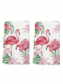 2 Pcs Watercolor Pink Flamingo Kitchen Towels Dish Towels Kitchen Drying Washing And Drying Dishes