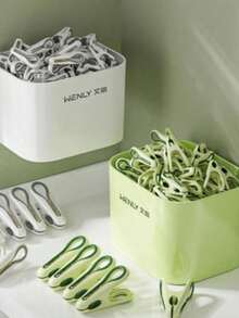 (سلة تخزين + مشبك طاووس لا يترك آثار) مشبك لتجفيف الملابس، مشبك تجفيف الملابس بدون آثار، مشبك ثابت قوي لتجفيف الجوارب، سلة تخزين لاستخدام المنزلي، مقاوم للرياح ومانع للانزلاق، أدوات منزلية