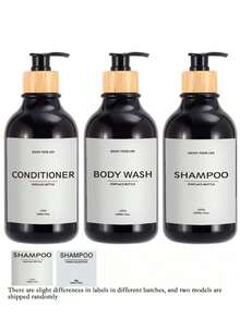 3 Stücke 16oz nachfüllbare Shampoo- und Conditioner-Spender - Set mit 3 - Pumpflasche Spender für Shampoo, Conditioner, Duschgel - leere nachfüllbare Kunststoffbehälter für Dusche, Badezimmer Aufbewahrung, bernsteinfarbener Seifenspender Rückkehr zur Schule