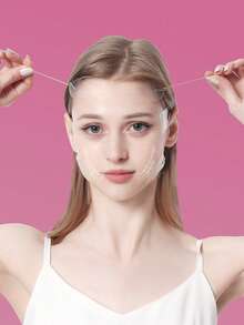 60pcs V-Shaped Facial Lifting Tape With 8pcs Lifting Strings, Invisible Matte Finish, Stretch Face & Create Small V-Line - Clear - View 6