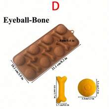 1pc 3D Halloween Silicone Mold, Halloween Pumpkin Bat Skull Ghost Fondant Chocolate Mold For DIY Halloween Gummies, Candy, Jelly, Chocolate, Jello Baking Tools, Kitchen Gadgets