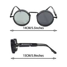 Round Glasses ND9 Adjustable Dimming Glasses Men Women Retro Punk Men's Fishing Outdoor Glasses - 黑色 - 查看 2