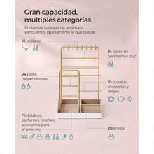 SONGMICS Expositor de Joyas Soporte para Joyas Organizador de Joyas Bandeja de Terciopelo Dorado MJJS021A01V1 - Dorado - Ver 4