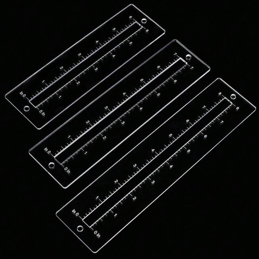 3 件套透明亚克力拉链模板套装，透明缝纫尺，适用于 DIY 包袋制作、初学者绗缝拼布工具 - 無色 - 查看 1