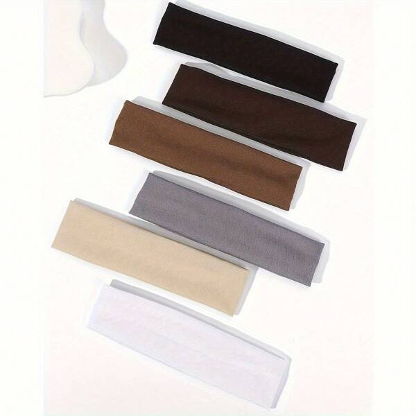 6pcs Women Solid Color Elastic Sports Absorbent Multifunctional Hair Accessories