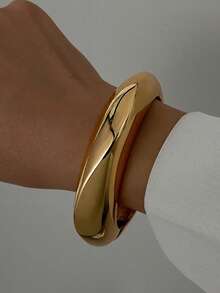 3件套夸张不对称平滑弧形手镯套装，多功能金属手链，欧美市场跨境饰品