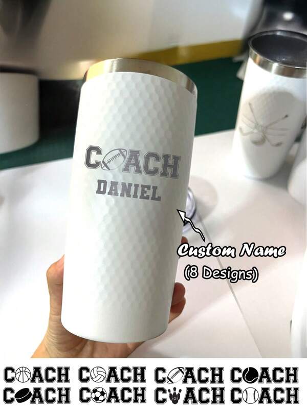 1Pc Custom Tumbler 20oz, Stainless Steel Personalized Water Bottle Coffee Mug Travel Cup With Insulated Double Wall Vacuum And Leak Proof Lid. Perfect Baseball Football Basketball Volleyball Hockey Bowling