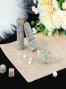 1pc Shiny Rhinestone Sticker, DIY Car Furniture, Cup, Photo Frame Decorative Sticker, Self-Adhesive Glitter Crystal Gem Sticker, Suitable For Car Decor, 4.45 X 9.37 Inch / 8.96 X 9.37 Inch (AB Color) - Silver AB - View 3