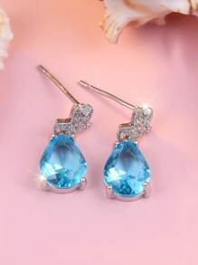 1 paire de boucles d'oreilles pour femmes en zircone cubique blanche plaquée or avec étoile de mer bleue - bijoux de luxe pour les fêtes d'été et le quotidien - accessoire durable et brillant