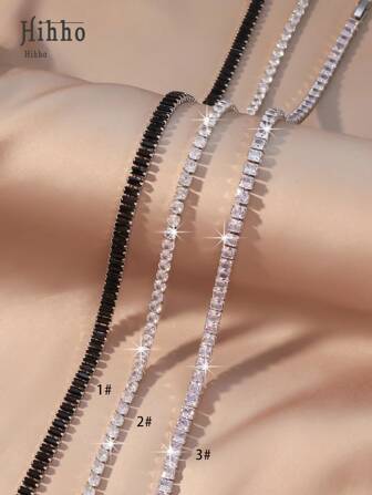 Hihho 1 stuk veelkleurige bling zirkonia tennisketting, koperen, kleurrijke zirkonia gelaagde choker ketting sieraden